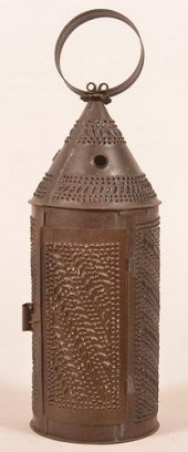 19TH CENTURY PUNCHED TIN CANDL