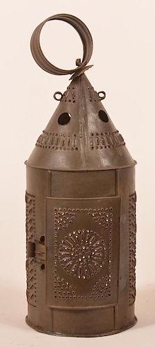 19TH CENTURY PUNCHED TIN CANDLE