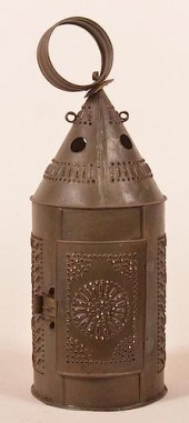 19TH CENTURY PUNCHED TIN CANDL
