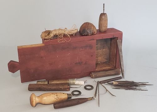 19TH CENTURY SAILMAKERS MENDING
