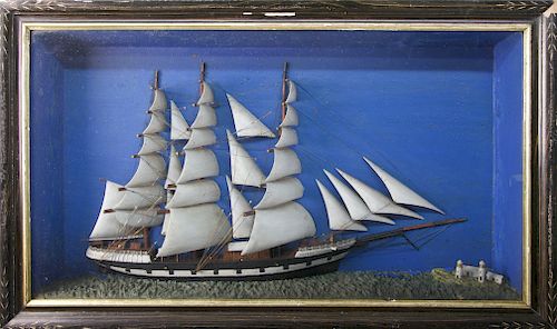 19TH CENTURY SHIP DIORAMA OF THE
