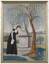 19TH CENTURY SILK AND WATERCOL