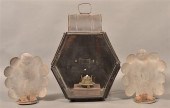 19TH CENTURY TIN LANTERN AND A