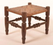 19TH CENTURY WALNUT FOOTSTOOL.