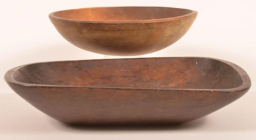 19TH CENTURY WOODEN TRENCHER AND