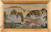 19TH CENTURY WOOLWORK FARM SCE