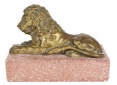19TH CT. BRONZE LION ON PORPHY
