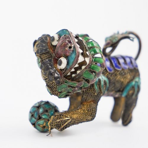 19TH CT CHINESE SILVER ENAMEL FOO
