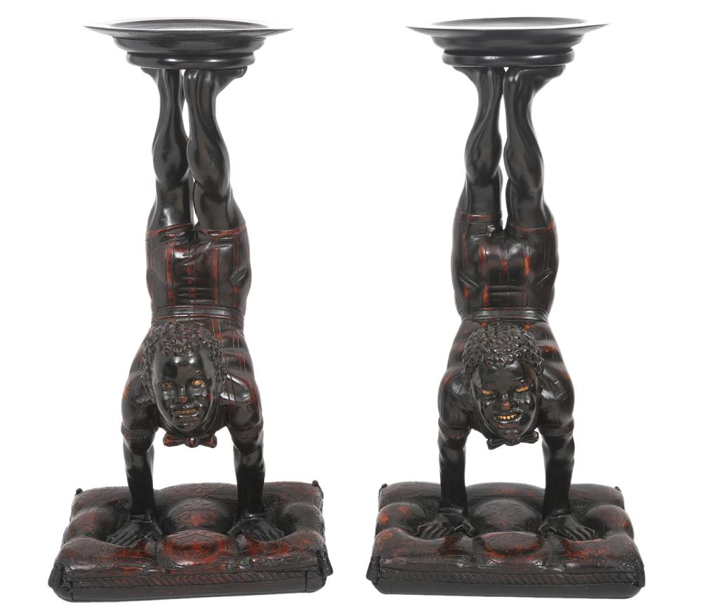 19TH CT. PAIR ITALIAN NUBIAN CARVED