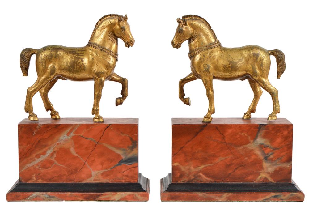 19TH CT. PR. GILT BRONZE HORSES