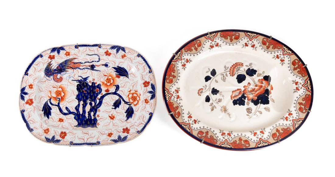 19TH C.,TWO LARGE ENGLISH IMARI