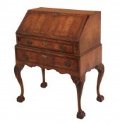 19TH ENGLISH WALNUT BUREAU ON