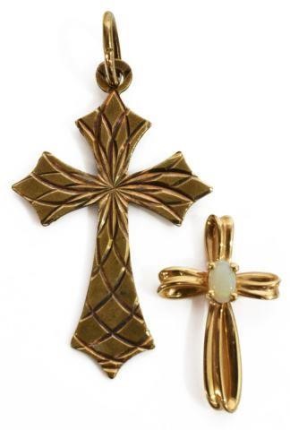 (2) 10KT & 14KT YELLOW GOLD CROSS