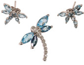 (2) 10KT WHITE GOLD, BLUE TOPA