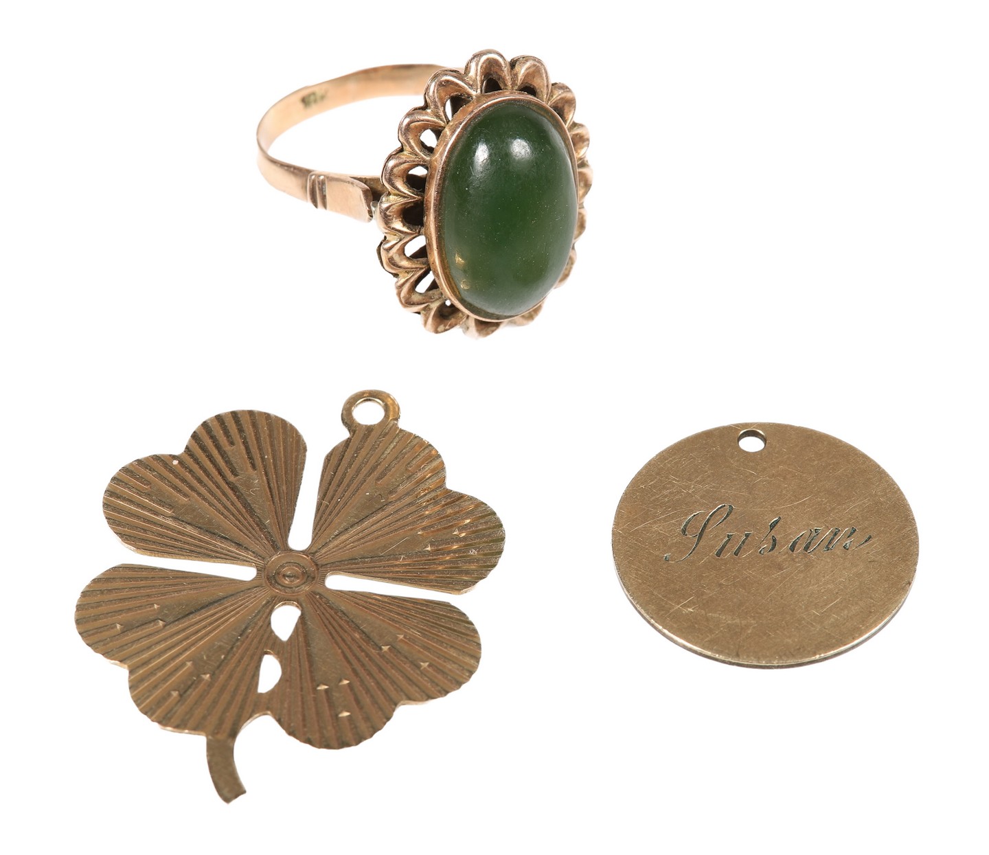 (2) 14K charms, and 18K ring, 2.8