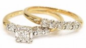 (2) 14K GOLD DIAMOND ENGAGEMEN