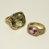 2 14K GOLD & STERLING TOURMALI