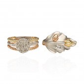 (2) 14K Gold Tri-Tone Rings to