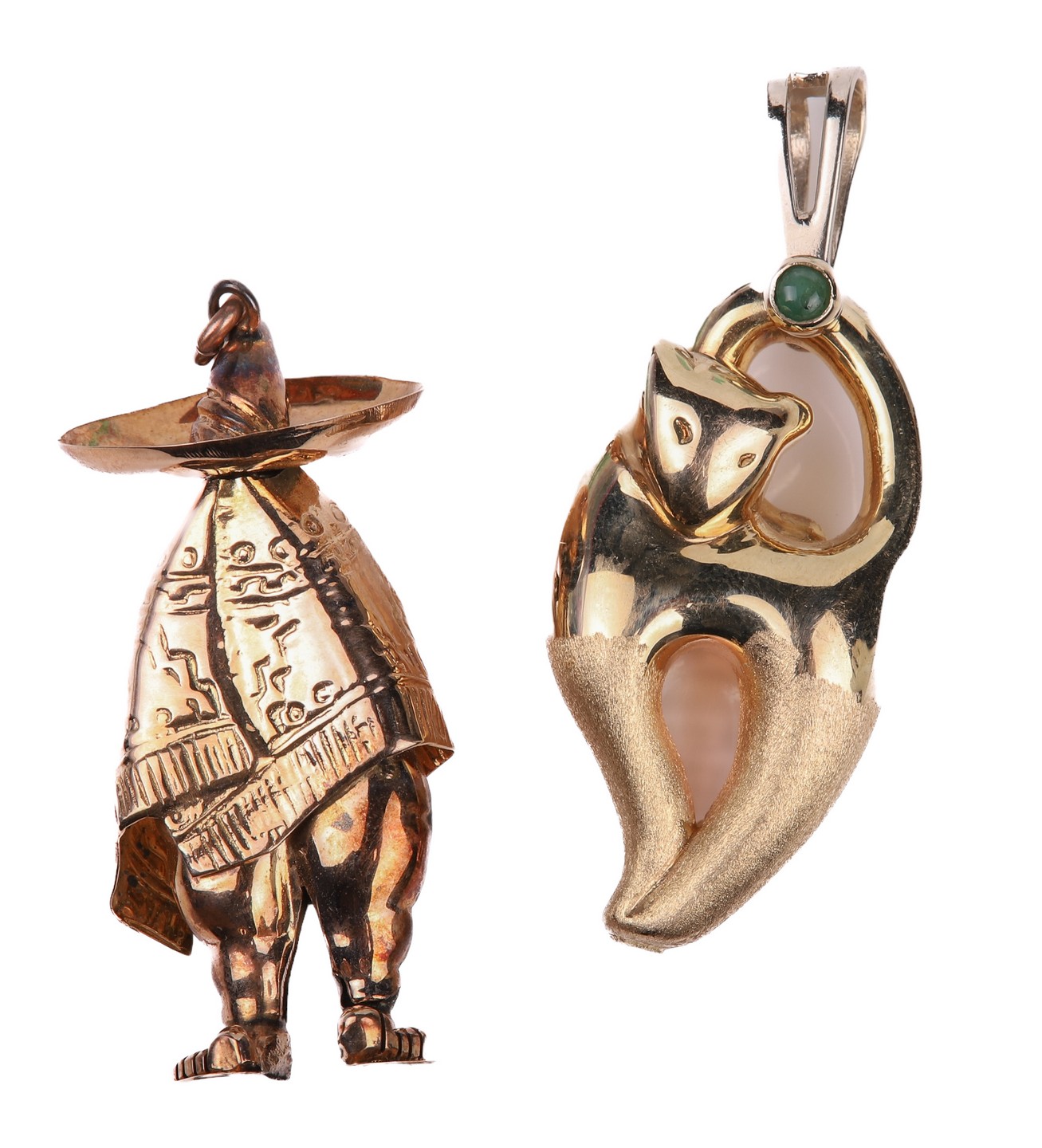 (2) 14K pendants and pin to include