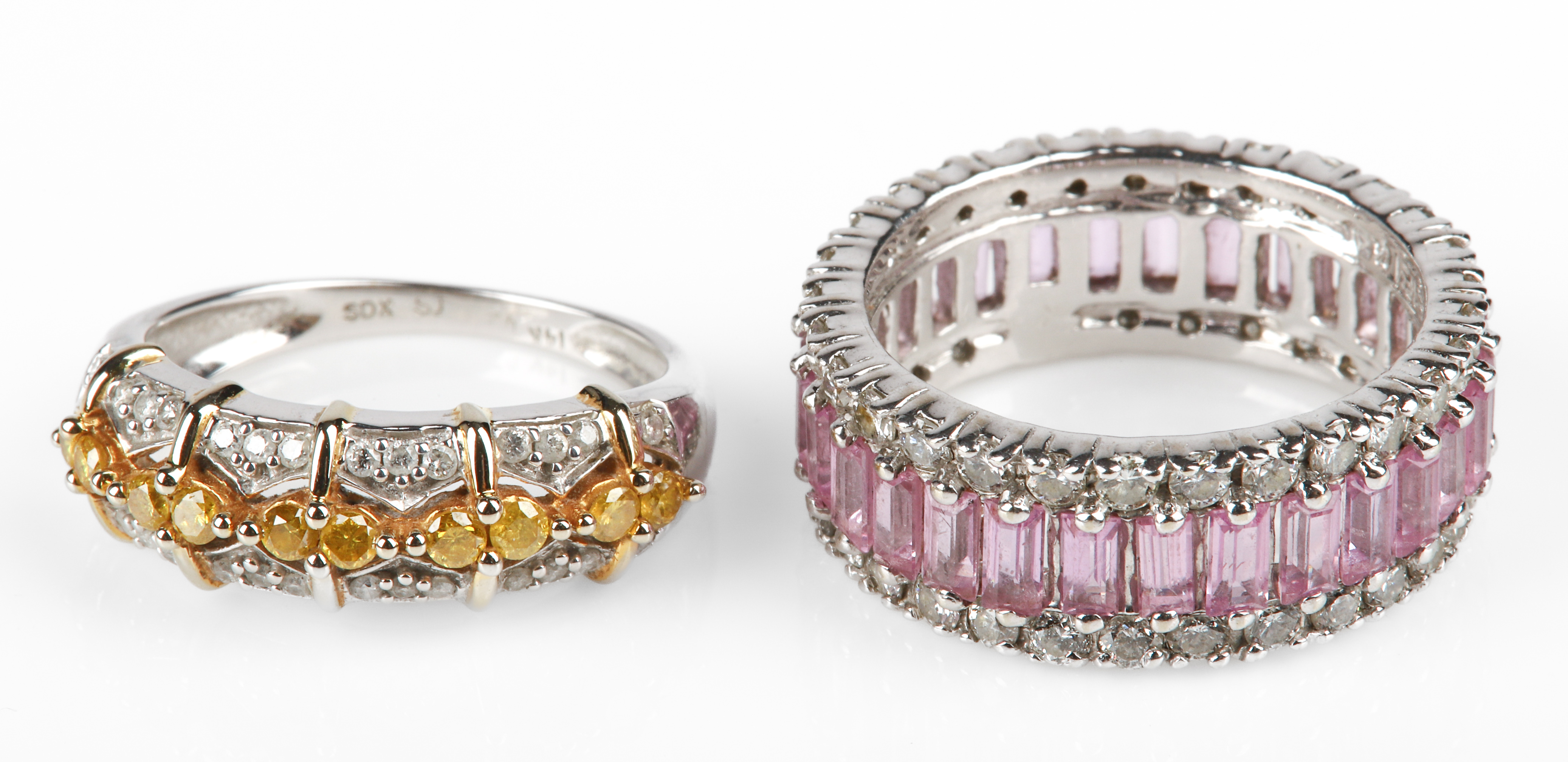 (2) 14K White gold diamond rings to