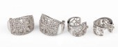 (2) 14K White gold pierced dia