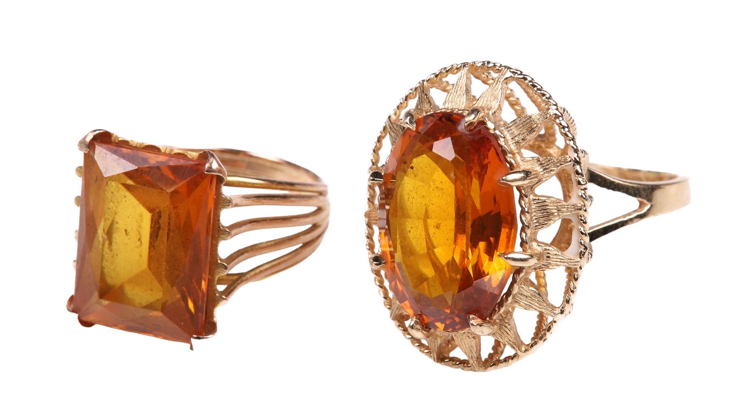 (2) 14K yellow gold cocktail