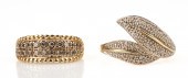 (2) 14K Yellow gold diamond pa