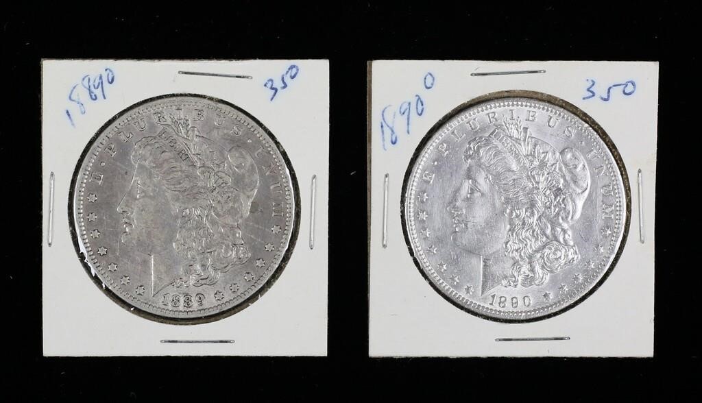 2 1889 AND 1890 MORGAN SILVER