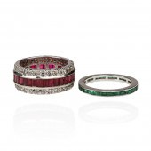 (2) 18K Diamond and Ruby Etern