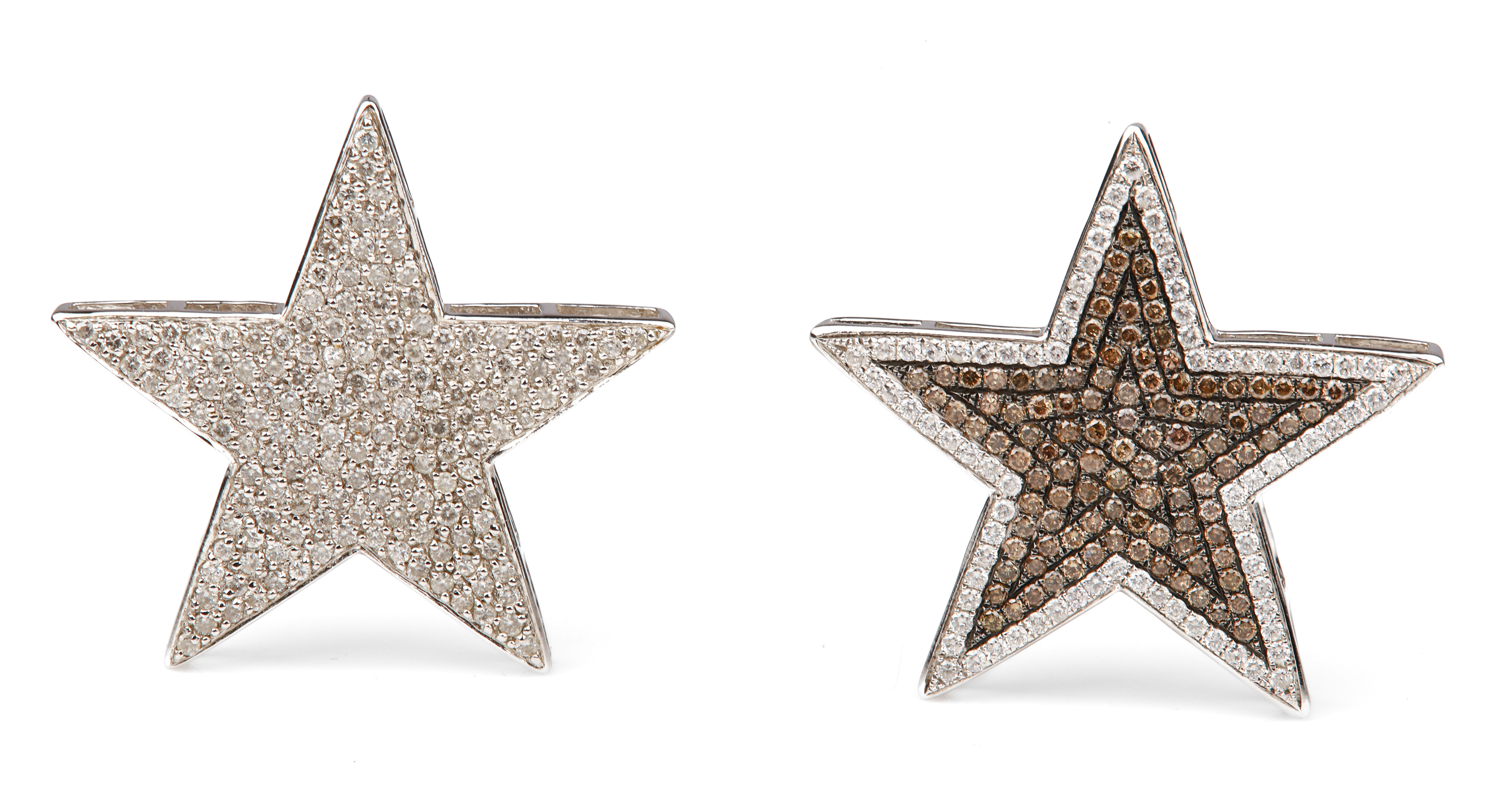 (2) 18K diamond pave star slide