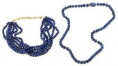 2 18K & LAPIS LAZULI BEADED NE