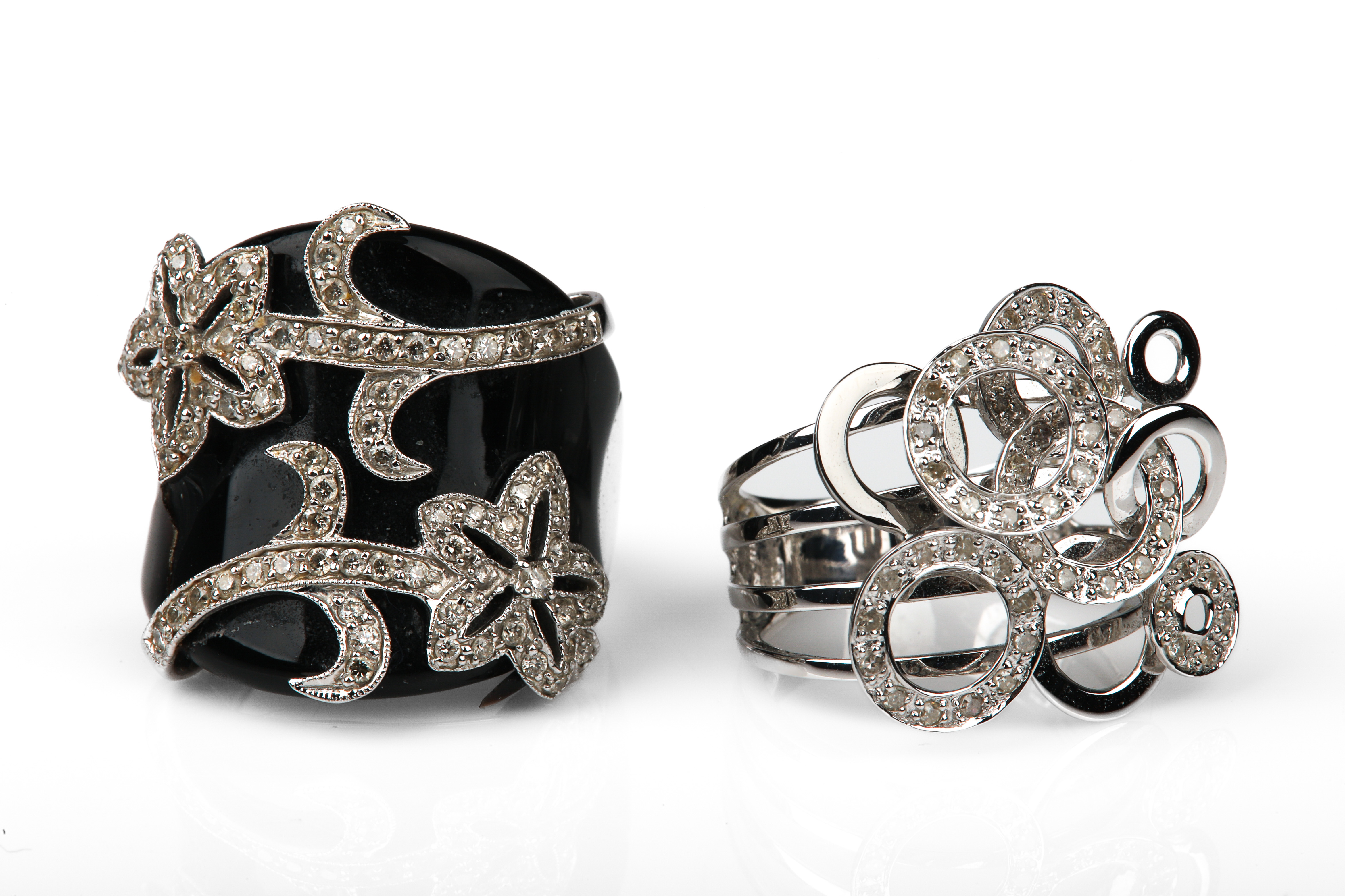 (2) 18K White gold diamond pave