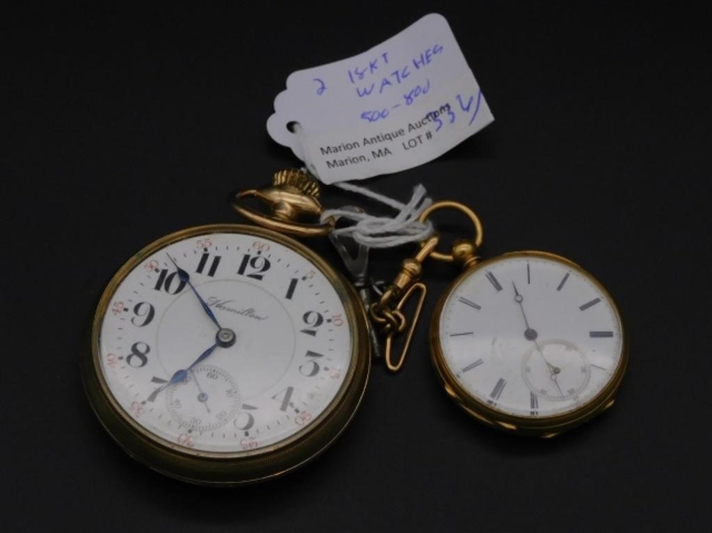 (2) 18KT POCKET WATCHES. TO
