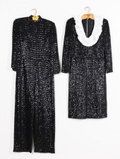 (2) 1960's black sequin dress