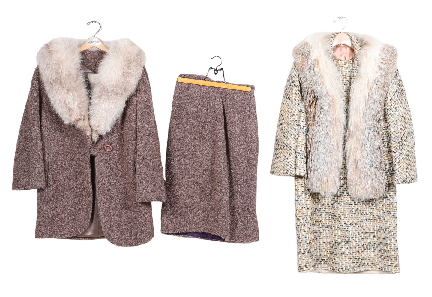 (2) 1960's fur trimmed ladies