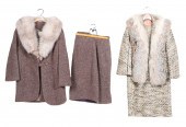 (2) 1960's fur trimmed ladies