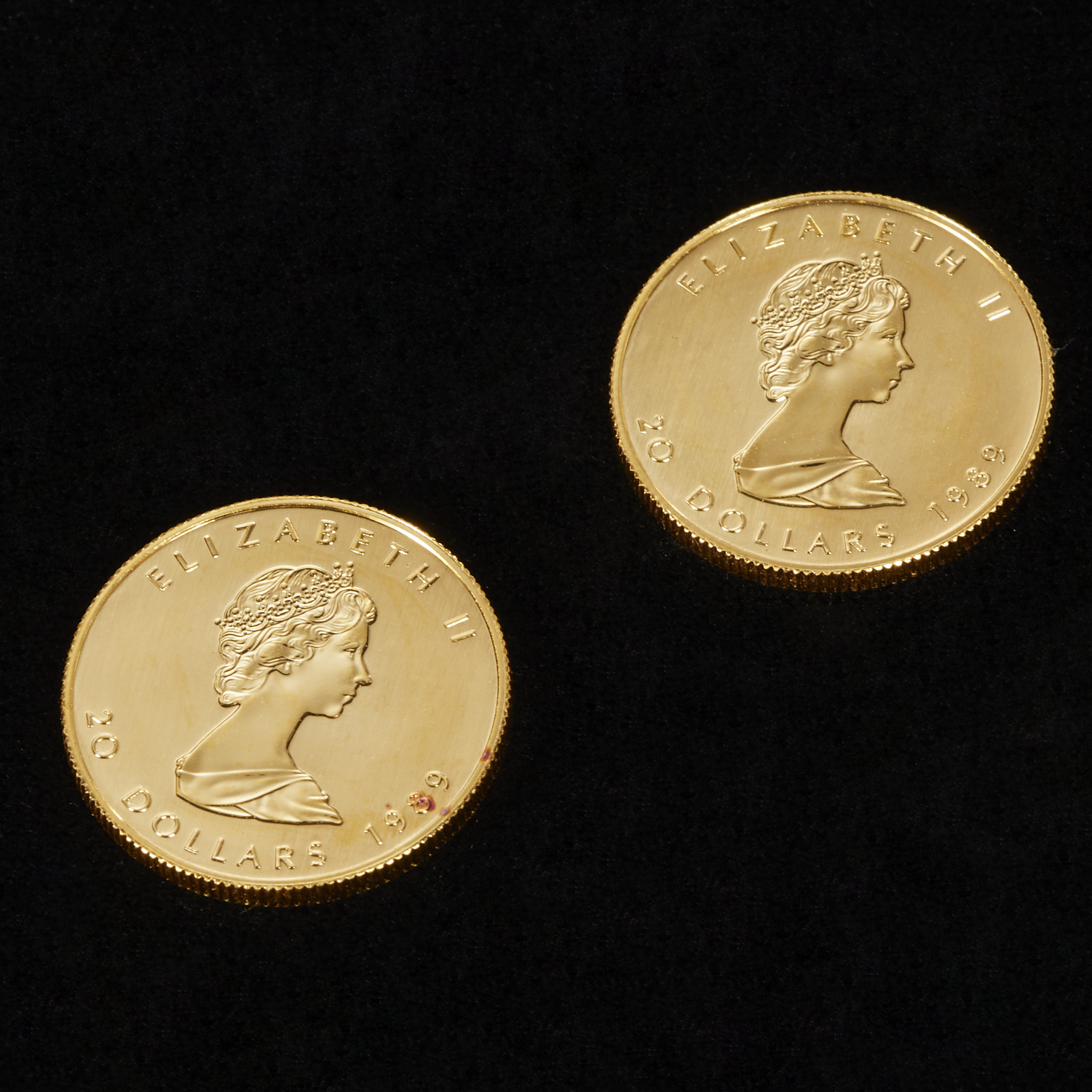 (2) 1989 CANADIAN 1/2 OZ GOLD MAPLE