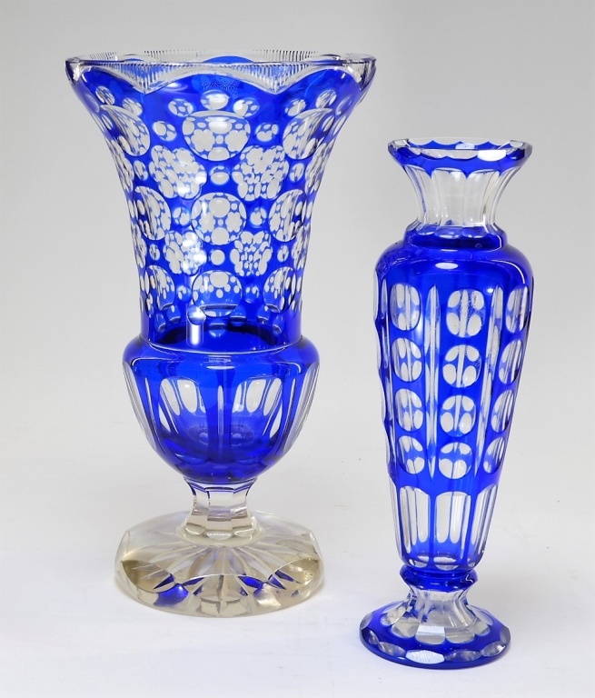 2 19C VICTORIAN BOHEMIAN BLUE CUT