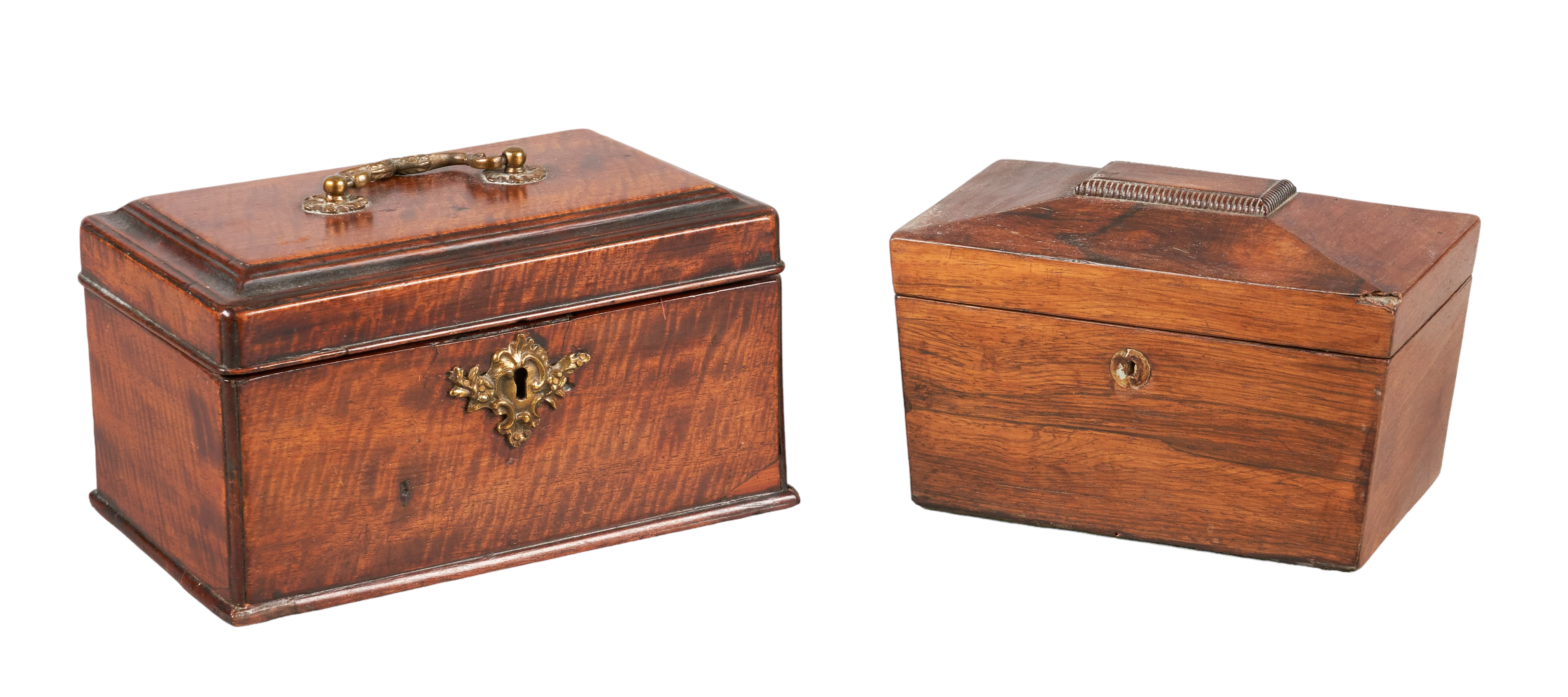 (2) 19th C casket and tea caddy