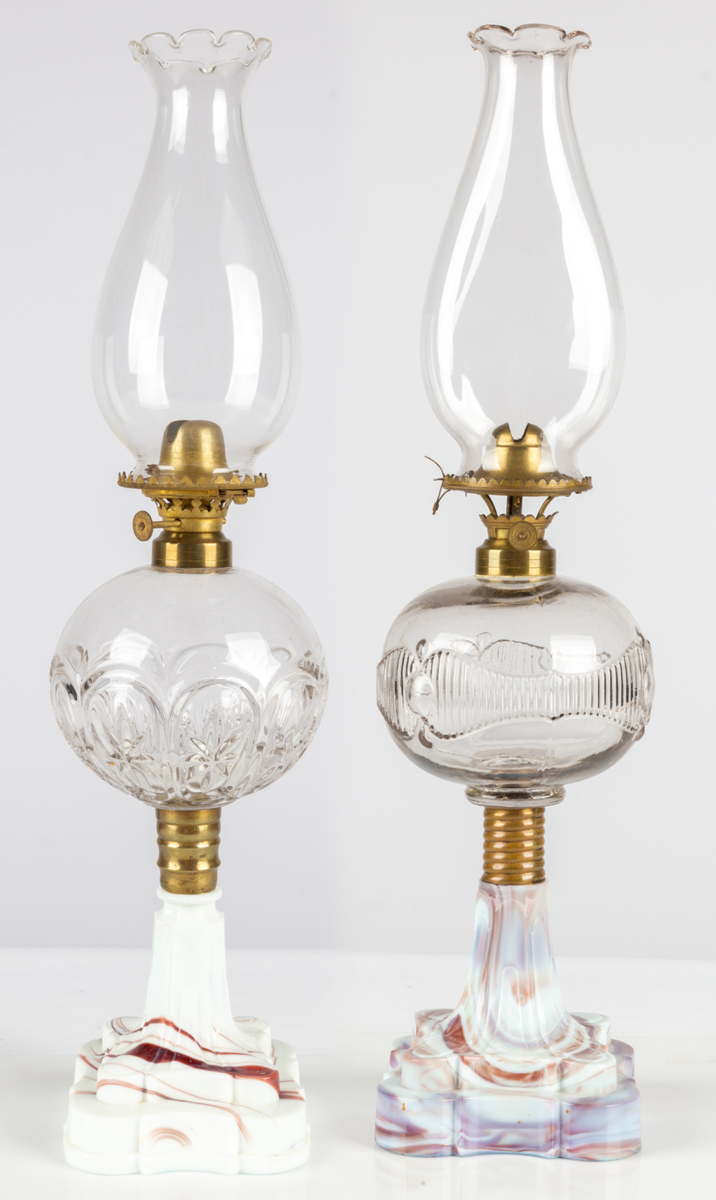 (2) 19TH CENTURY OIL LAMPS "Star