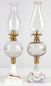 (2) 19TH CENTURY OIL LAMPS "St