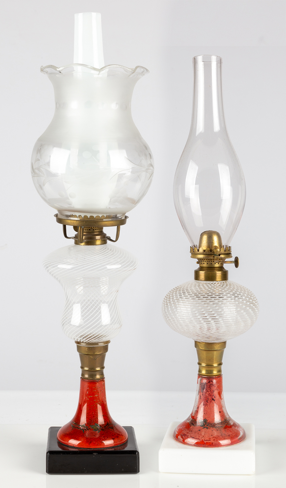 (2) 19TH CENTURY OIL LAMPS White