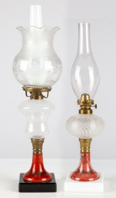 (2) 19TH CENTURY OIL LAMPS Whi