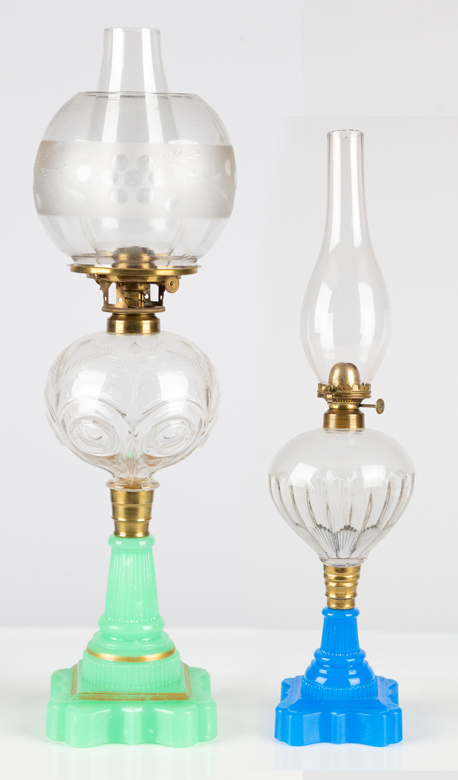 (2) 19TH CENTURY OIL LAMPS Bulls