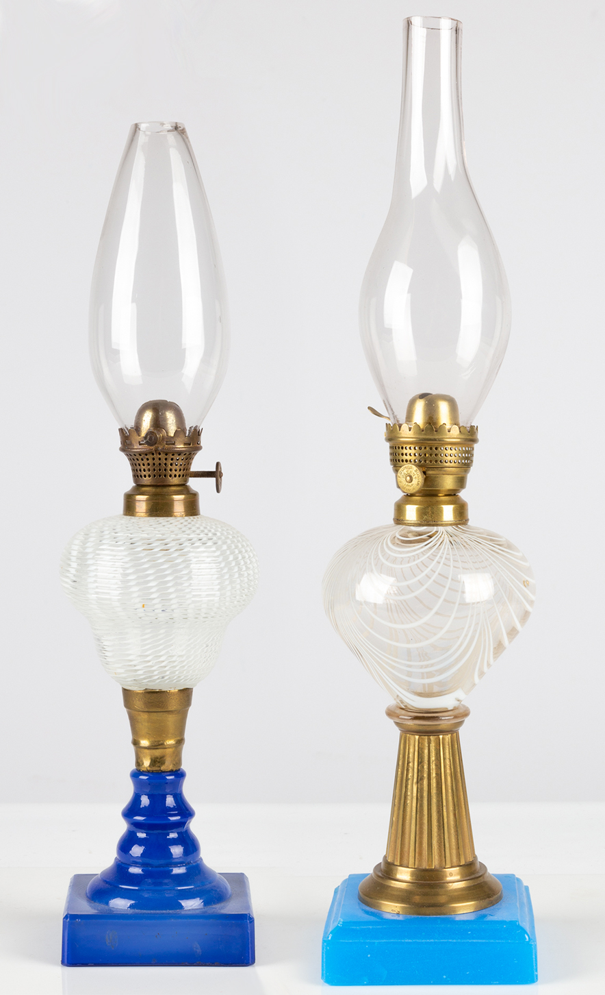 (2) 19TH CENTURY OIL LAMPS Swirl