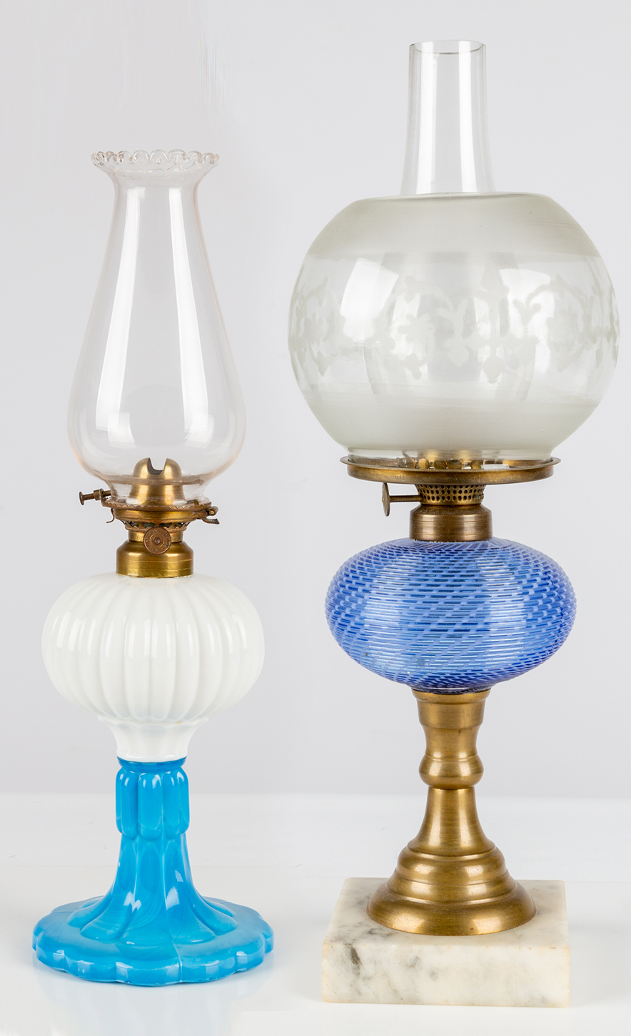 (2) 19TH CENTURY OIL LAMPS Opaque