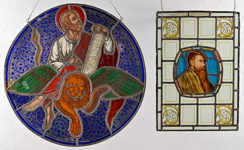 2 19TH CENTURY STAINED GLASS WINDOW