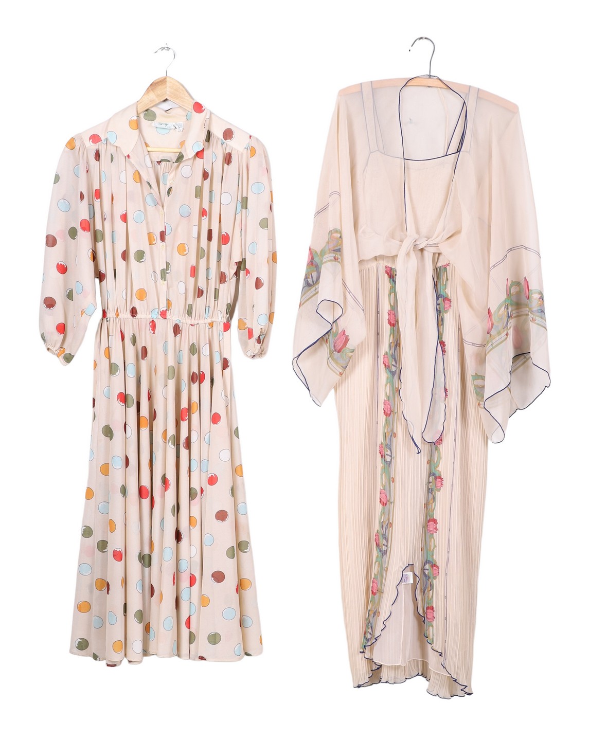 (2) 70's sheer poly dresses to