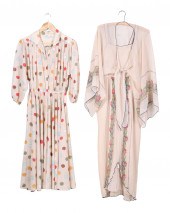 (2) 70's sheer poly dresses to