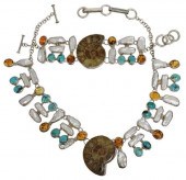 (2) 950 SILVER AMMONITE NECKLA